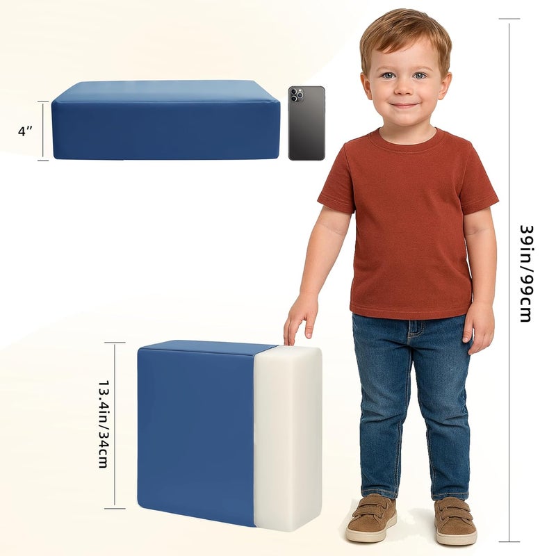 Eiury Toddler Booster Seat Dining Table Kitchen Chair, Waterproof Anti-Scratch PU Cushion, Non-Slip Bottom, Adjustable Buckle Straps, Easy Clean Portable Seat Cushion (Blue) - Image 5
